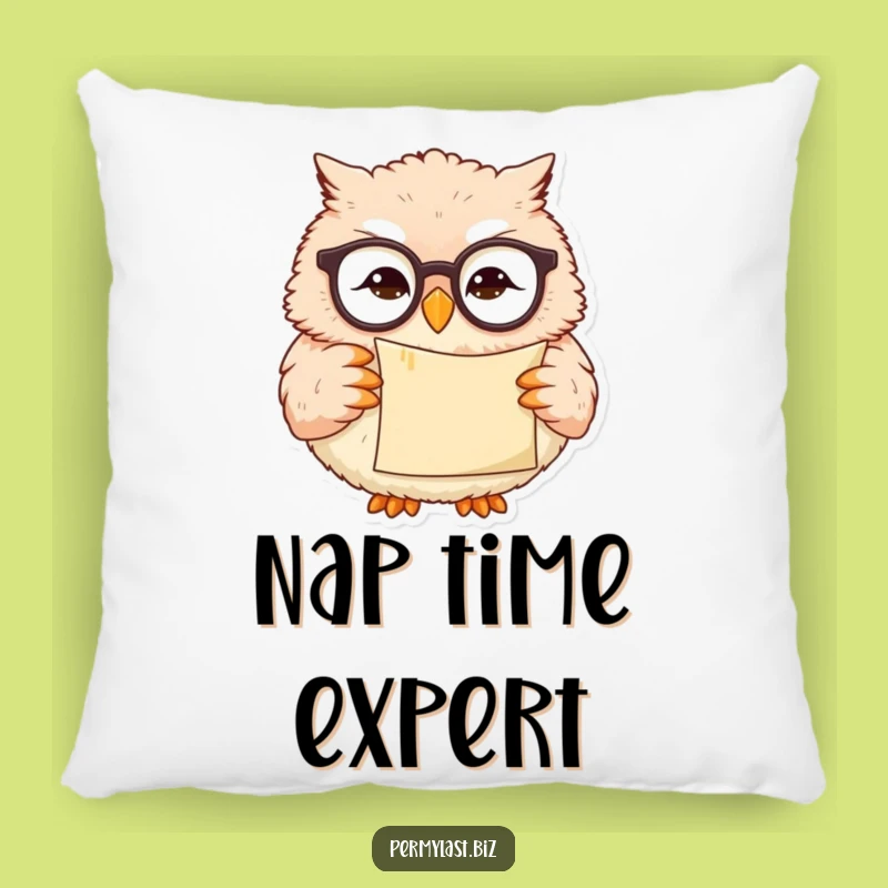 Funny Owl Pillow - Cozy Smirk Scroll Accent Pillow Gift for Readers