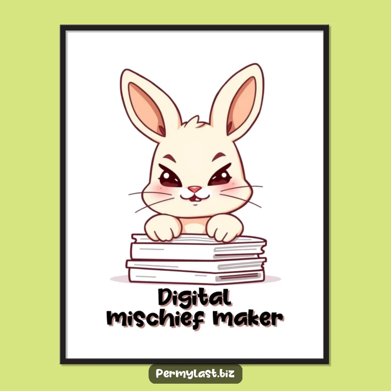 Funny Bunny Digital Print - Mischievous Giggles Wall Art Gift
