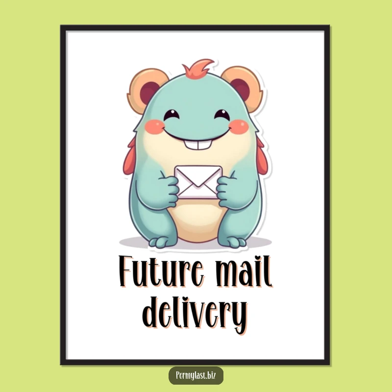 Funny Grinning Creature Digital Art - High-Quality Email Icon Print