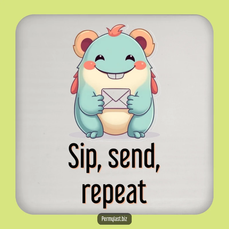 Funny Grinning Creature Drink Coasters - Protect Surfaces with Email Icon Fun