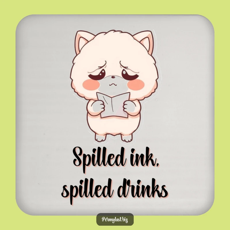 Funny Fluffy Exasperated Drink Coasters - Protect Surfaces with Crumpled Paper Humor