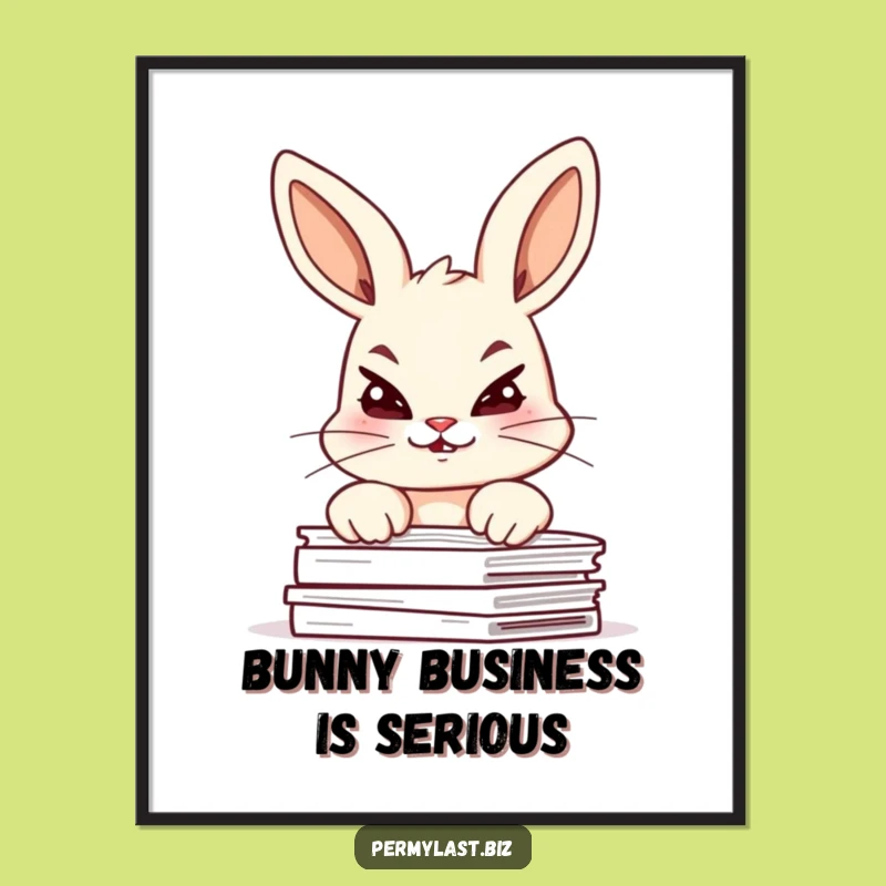 Funny Bunny Poster - Mischievous Giggles Wall Art Gift for Offices