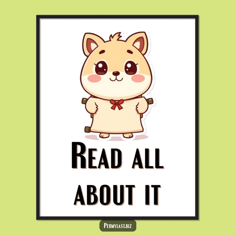 Funny Character Scroll Art Print: Share Joyful News on Your Walls