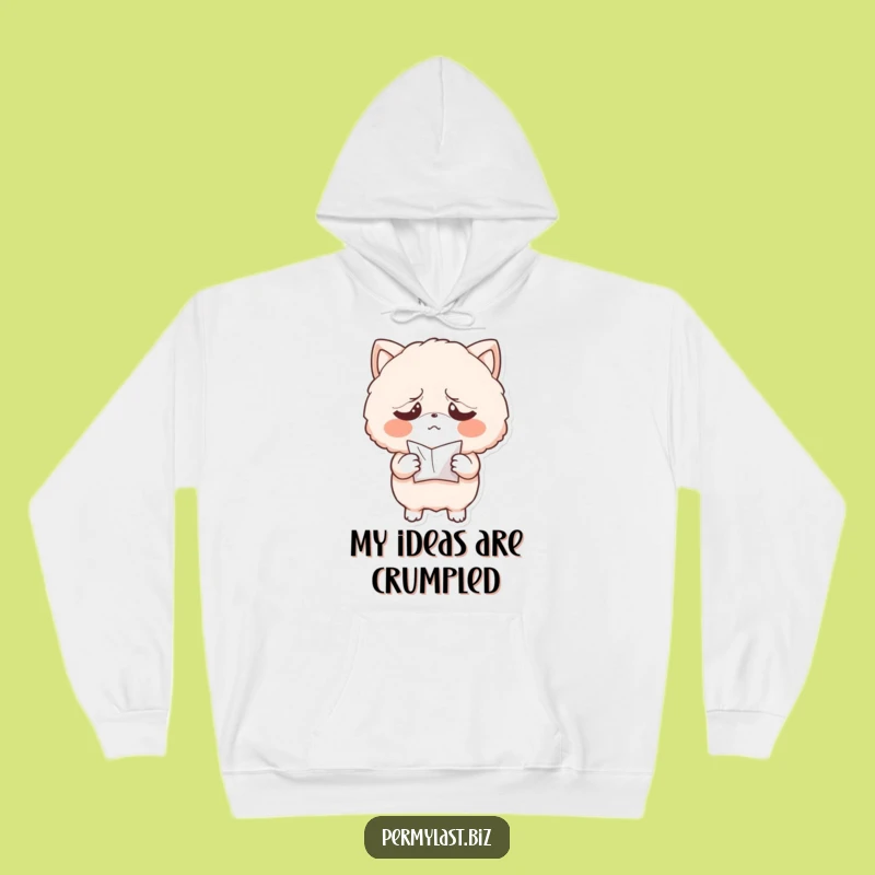 Cozy Funny Fluffy Exasperated Hoodie - Warm Crumpled Paper Comfort Gift