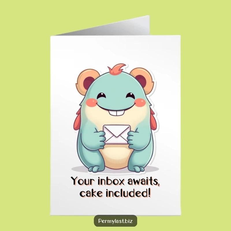 Free Printable Birthday Card: Grinning Creature's Email Offer Funny Downloadable Gift