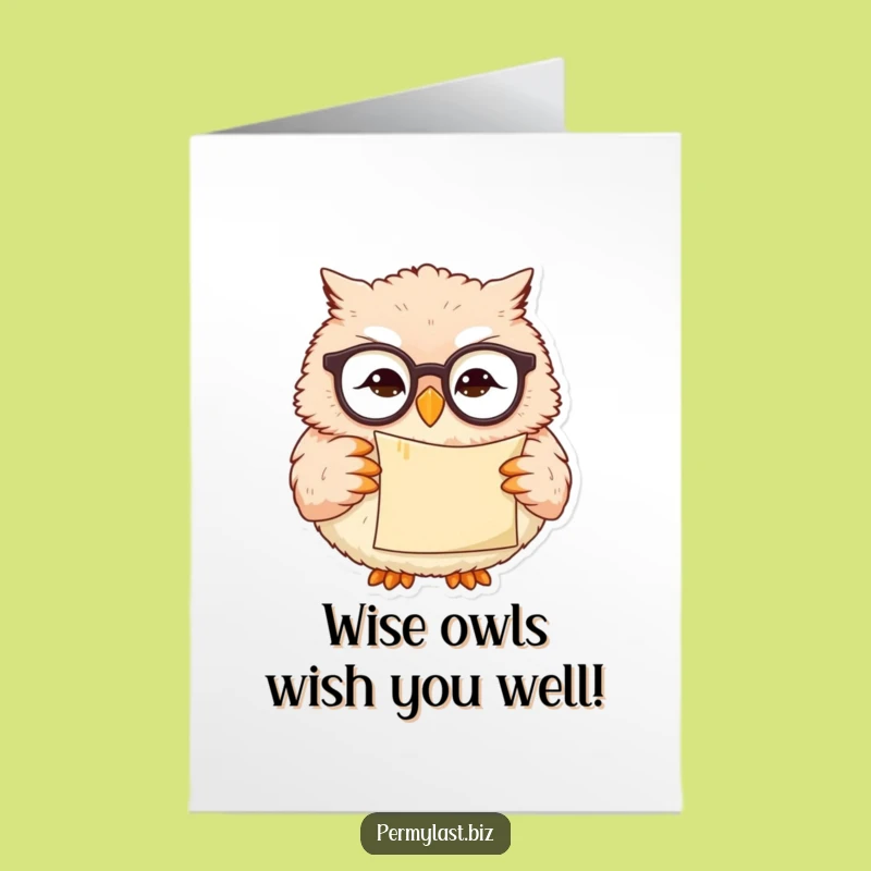 Free Printable Funny Owl Birthday Card: Wise Owl Scroll Greeting, Perfect Downloadable Gift