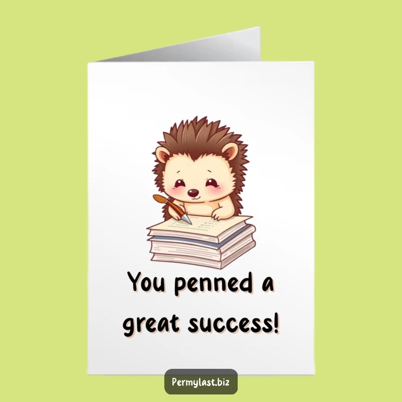 Free Printable Funny Hedgehog Congratulations Card: Thoughtful Quill Greeting, Perfect Downloadable Gift
