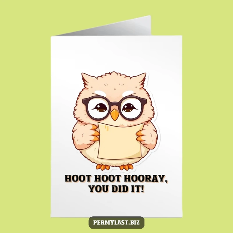 Free Printable Funny Owl Congratulations Card: Wise Owl Scroll Greeting, Perfect Downloadable Gift