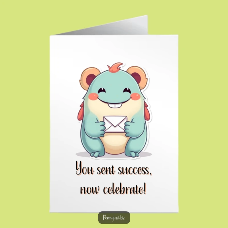 Free Printable Congrats Card: Grinning Creature's Email Offer, Hilarious Downloadable Gift