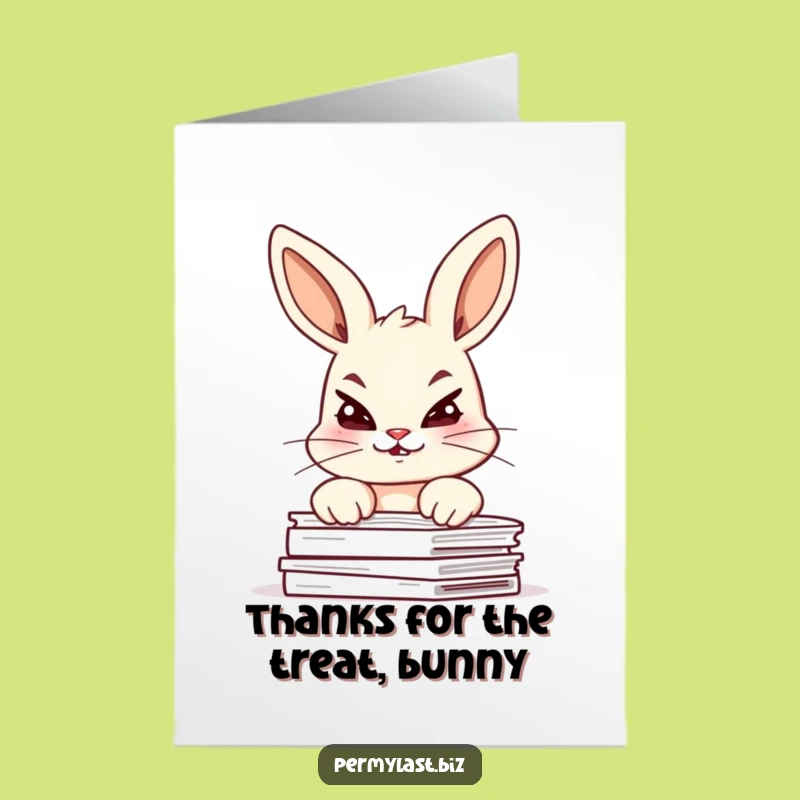 Free Printable Funny Bunny Thank You Card: Mischievous Giggles Greeting, Perfect Downloadable Gift