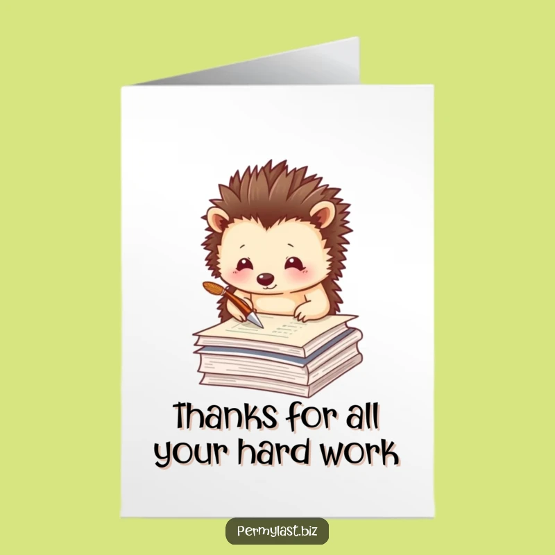 Free Printable Funny Hedgehog Thank You Card: Thoughtful Quill Greeting, Perfect Downloadable Gift